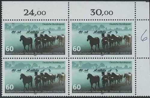 BUND 1987 Michel-Nummer 1328 postfrisch BLOCK ECKRAND oben rechts