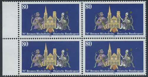 BUND 1987 Michel-Nummer 1329 postfrisch BLOCK RÄNDER links
