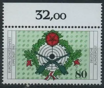 BUND 1987 Michel-Nummer 1330 postfrisch EINZELMARKE RAND oben (b)