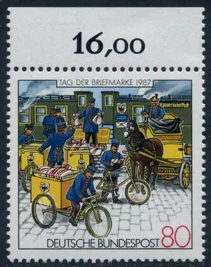 BUND 1987 Michel-Nummer 1337 postfrisch EINZELMARKE RAND oben