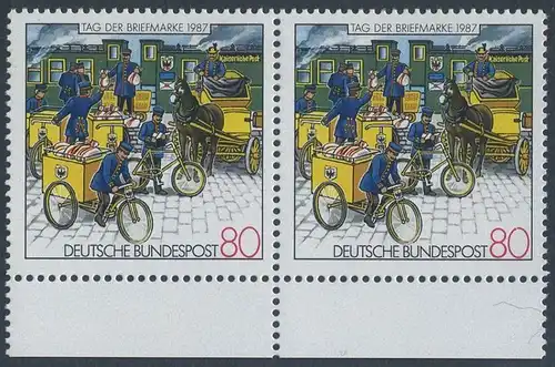 BUND 1987 Michel-Nummer 1337 postfrisch horiz.PAAR RAND unten