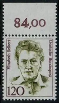 BUND 1987 Michel-Nummer 1338 postfrisch EINZELMARKE RAND oben (a)