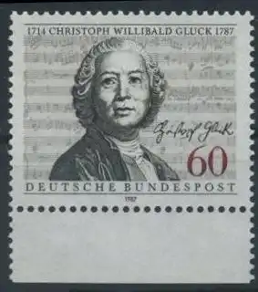 BUND 1987 Michel-Nummer 1343 postfrisch EINZELMARKE RAND unten
