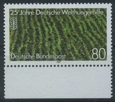 BUND 1987 Michel-Nummer 1345 postfrisch EINZELMARKE RAND unten