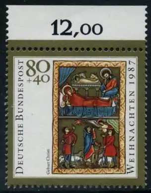 BUND 1987 Michel-Nummer 1346 postfrisch EINZELMARKE RAND oben