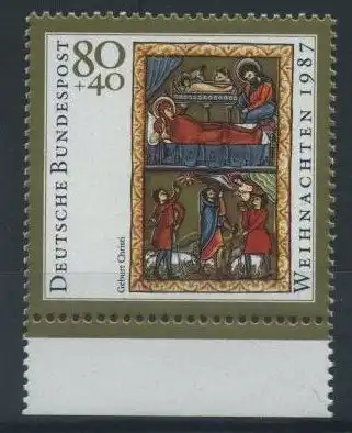 BUND 1987 Michel-Nummer 1346 postfrisch EINZELMARKE RAND unten