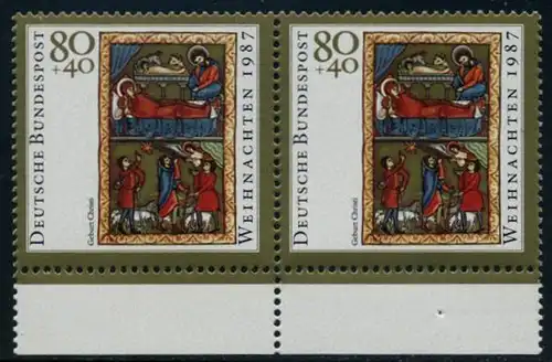 BUND 1987 Michel-Nummer 1346 postfrisch horiz.PAAR RAND unten