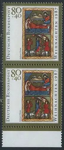 BUND 1987 Michel-Nummer 1346 postfrisch vert.PAAR RAND unten