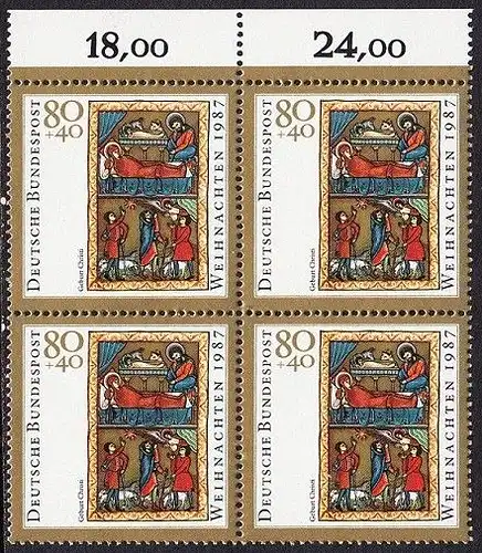 BUND 1987 Michel-Nummer 1346 postfrisch BLOCK RÄNDER oben