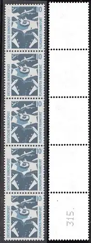 BUND 1988 Michel-Nummer 1347 postfrisch vert.STRIP(5) m/ rücks.Rollennummer 315