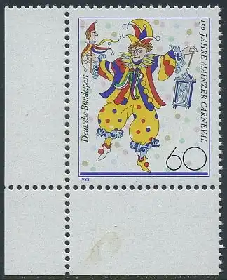 BUND 1988 Michel-Nummer 1349 postfrisch EINZELMARKE ECKRAND unten links