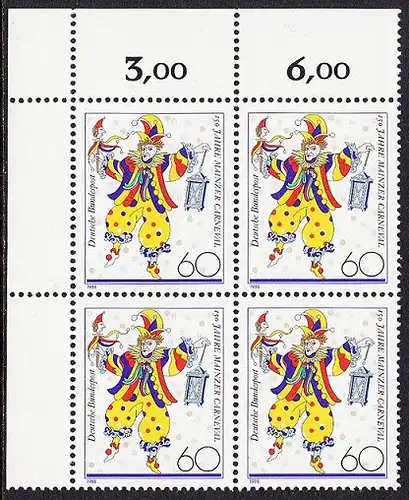 BUND 1988 Michel-Nummer 1349 postfrisch BLOCK ECKRAND oben links