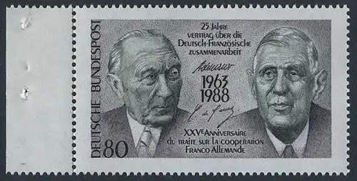 BUND 1988 Michel-Nummer 1351 postfrisch EINZELMARKE RAND links (a)