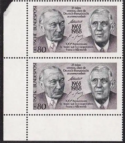 BUND 1988 Michel-Nummer 1351 postfrisch vert.PAAR ECKRAND unten links