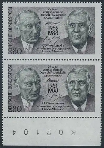 BUND 1988 Michel-Nummer 1351 postfrisch vert.PAAR RAND unten (BZ)