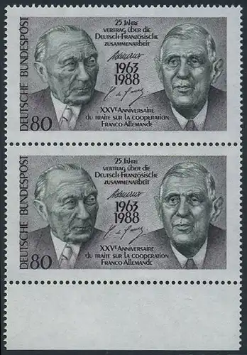 BUND 1988 Michel-Nummer 1351 postfrisch vert.PAAR RAND unten (a1)