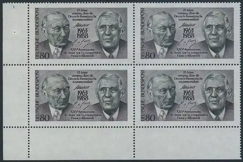 BUND 1988 Michel-Nummer 1351 postfrisch BLOCK ECKRAND unten links