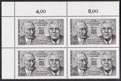 BUND 1988 Michel-Nummer 1351 postfrisch BLOCK ECKRAND oben links