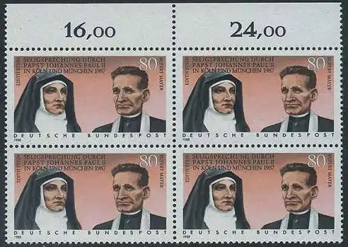 BUND 1988 Michel-Nummer 1352 postfrisch BLOCK RÄNDER oben