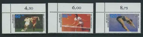 BUND 1988 Michel-Nummer 1353-1355 postfrisch SATZ(3) EINZELMARKEN ECKRÄNDER oben links