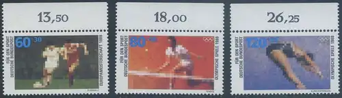 BUND 1988 Michel-Nummer 1353-1355 postfrisch SATZ(3) EINZELMARKEN RÄNDER oben (c)