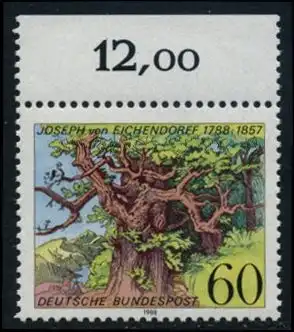 BUND 1988 Michel-Nummer 1356 postfrisch EINZELMARKE RAND oben (a)