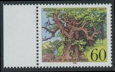 BUND 1988 Michel-Nummer 1356 postfrisch EINZELMARKE RAND links