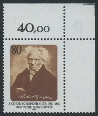 BUND 1988 Michel-Nummer 1357 postfrisch EINZELMARKE ECKRAND oben rechts