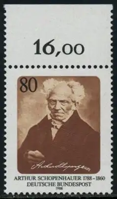 BUND 1988 Michel-Nummer 1357 postfrisch EINZELMARKE RAND oben (c)