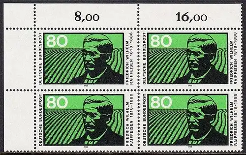 BUND 1988 Michel-Nummer 1358 postfrisch BLOCK ECKRAND oben links