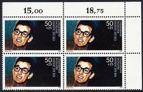 BUND 1988 Michel-Nummer 1360 postfrisch BLOCK ECKRAND oben rechts