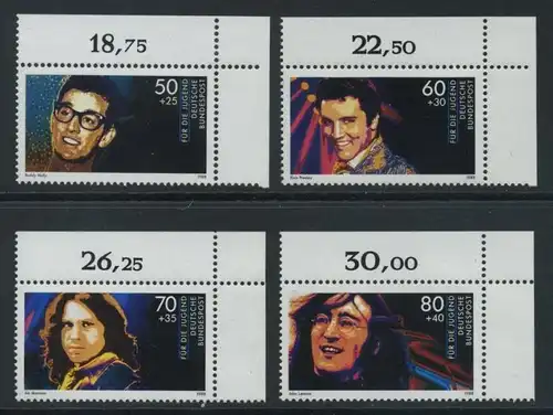 BUND 1988 Michel-Nummer 1360-1363 postfrisch SATZ(4) EINZELMARKEN ECKRÄNDER oben rechts