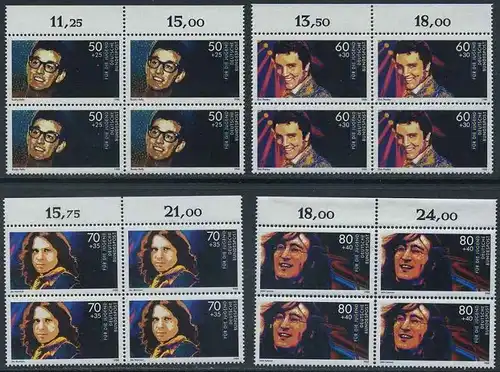 BUND 1988 Michel-Nummer 1360-1363 postfrisch SATZ(4) BLÖCKE RÄNDER oben