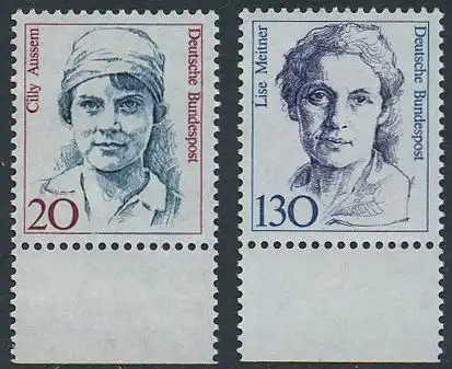 BUND 1988 Michel-Nummer 1365-1366 postfrisch SATZ(2) EINZELMARKEN RÄNDER unten