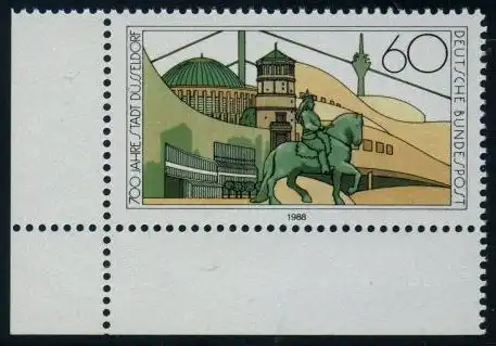 BUND 1988 Michel-Nummer 1369 postfrisch EINZELMARKE ECKRAND unten links