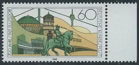 BUND 1988 Michel-Nummer 1369 postfrisch EINZELMARKE RAND rechts