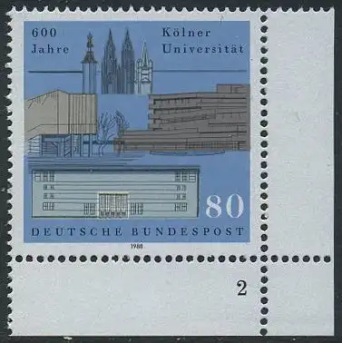 BUND 1988 Michel-Nummer 1370 postfrisch EINZELMARKE ECKRAND unten rechts (FN)