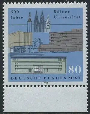 BUND 1988 Michel-Nummer 1370 postfrisch EINZELMARKE RAND unten