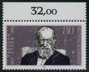 BUND 1988 Michel-Nummer 1371 postfrisch EINZELMARKE RAND oben