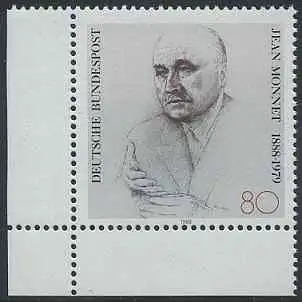 BUND 1988 Michel-Nummer 1372 postfrisch EINZELMARKE ECKRAND unten links
