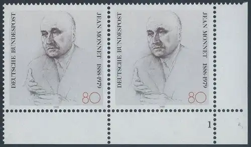 BUND 1988 Michel-Nummer 1372 postfrisch horiz.PAAR ECKRAND unten rechts (FN)