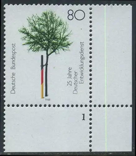 BUND 1988 Michel-Nummer 1373 postfrisch EINZELMARKE ECKRAND unten rechts (FN)