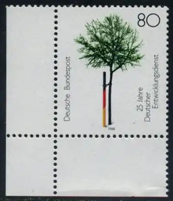BUND 1988 Michel-Nummer 1373 postfrisch EINZELMARKE ECKRAND unten links