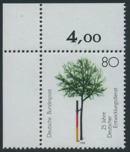 BUND 1988 Michel-Nummer 1373 postfrisch EINZELMARKE ECKRAND oben links