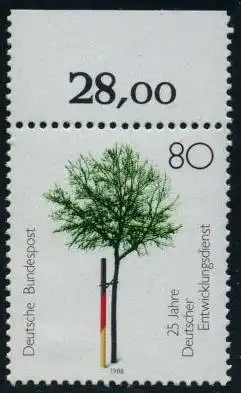 BUND 1988 Michel-Nummer 1373 postfrisch EINZELMARKE RAND oben (b)