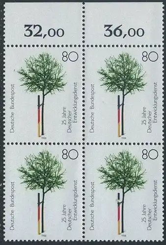BUND 1988 Michel-Nummer 1373 postfrisch BLOCK RÄNDER oben