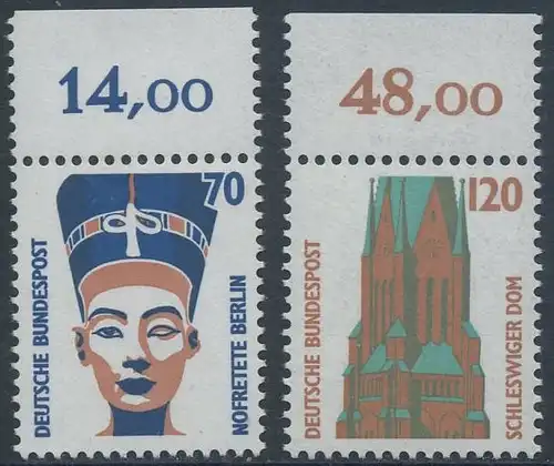 BUND 1988 Michel-Nummer 1374-1375 postfrisch SATZ(2) EINZELMARKEN RÄNDER oben (a)