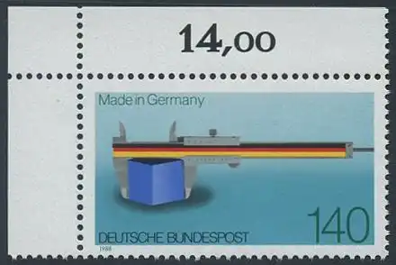 BUND 1988 Michel-Nummer 1378 postfrisch EINZELMARKE ECKRAND oben links