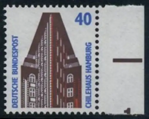BUND 1988 Michel-Nummer 1379 postfrisch EINZELMARKE RAND rechts
