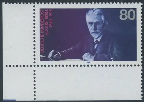 BUND 1988 Michel-Nummer 1382 postfrisch EINZELMARKE ECKRAND unten links
